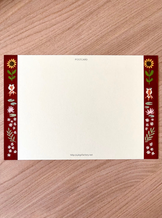 [4legs] White Cat & Sunflower postcard
