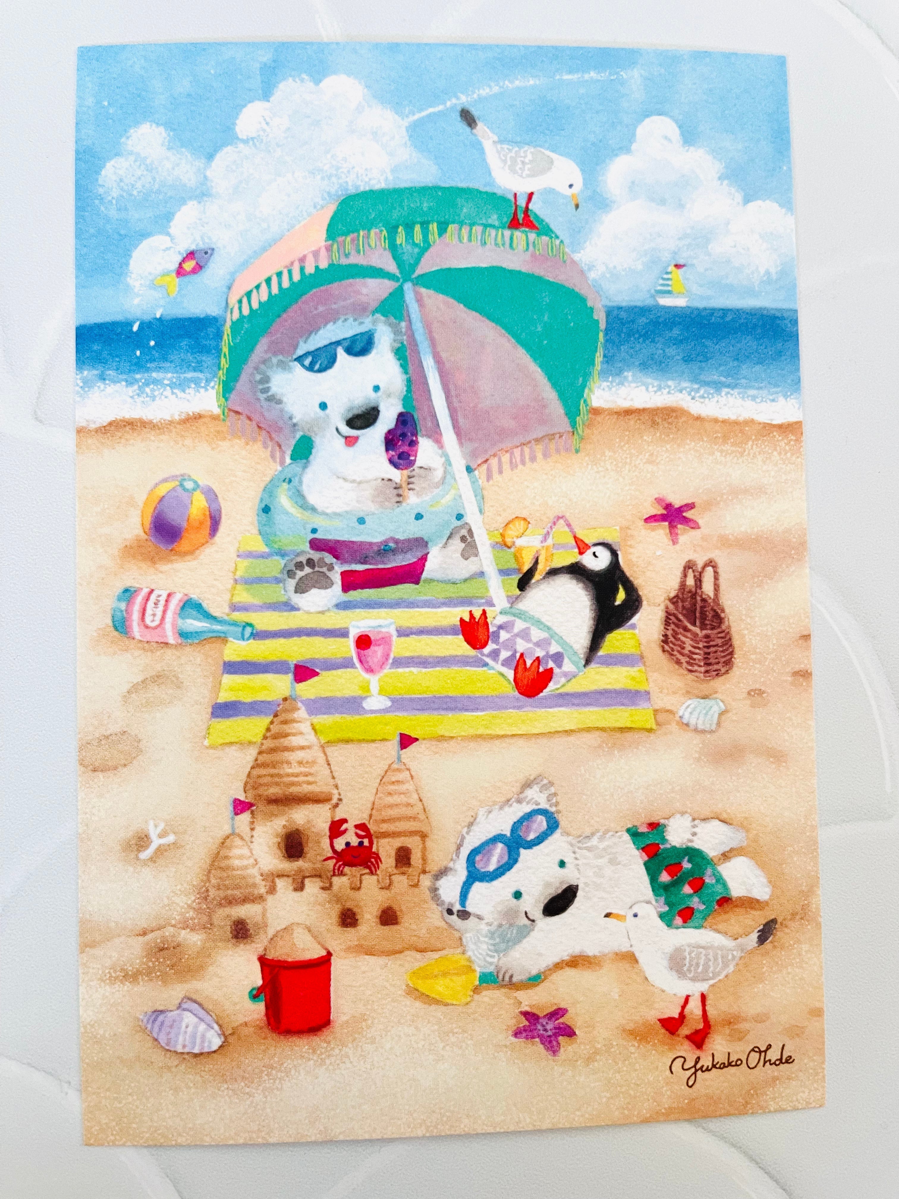 [Yukako Ohde] Polar Bear Beach Day postcard