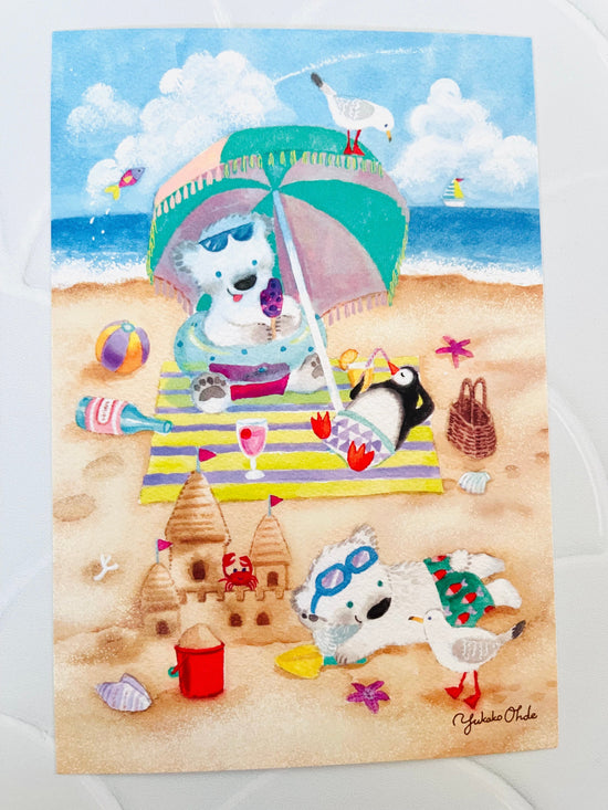 [Yukako Ohde] Polar Bear Beach Day postcard