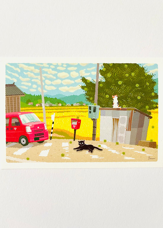 [Tabineko] Chestnut Tree and Postal Car (2018) postcard x Toshinori Mori
