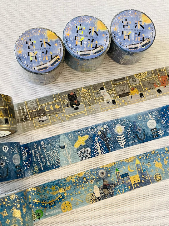 [SEAL-DO] Shinzi Katoh x Kenji Miyazawa: The Cat Office, Night on the Galactic Railroad, Nighthawk Star washi tape