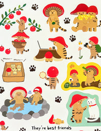 [Mushroom Cat] 4legs Mushroom Cat + Kitten Best of Friends sticker sheet
