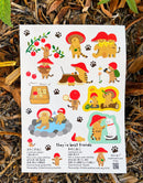 [Mushroom Cat] 4legs Mushroom Cat + Kitten Best of Friends sticker sheet