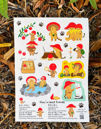 [Mushroom Cat] 4legs Mushroom Cat + Kitten Best of Friends sticker sheet