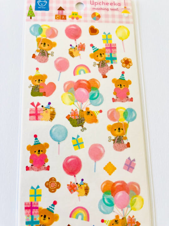 [Upcheeka] Birthday Bear & Flower Bunnies sticker sheet