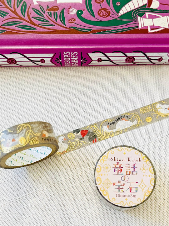 [SEAL-DO] Shinzi Katoh x Aesop's Fables: Cat & Birds, Golden Axe, Goose & Golden Egg washi tape