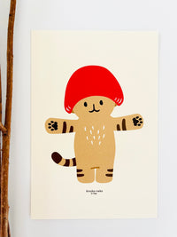 [Mushroom Cat] Hugs! postcard