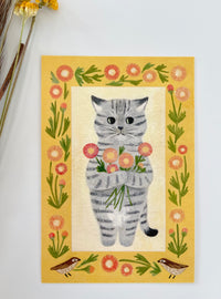 Mackerel Tabby & Gerbera Daisy