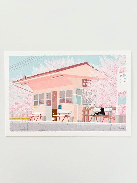 [Tabineko] Hanami at the Station (2016) postcard x Toshinori Mori