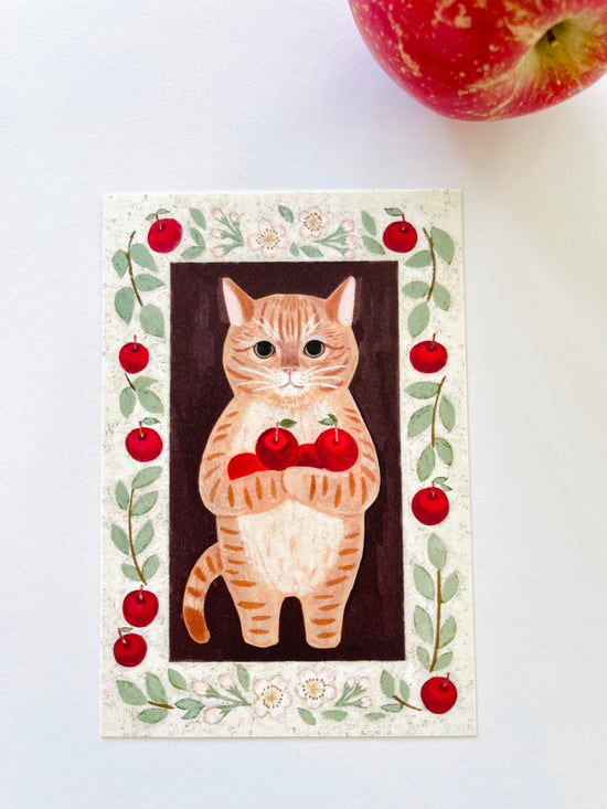 [4legs] Tabby & Apple postcard