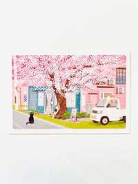 [Tabineko] Barber Shop on Sakura Street (2018) postcard x Toshinori Mori