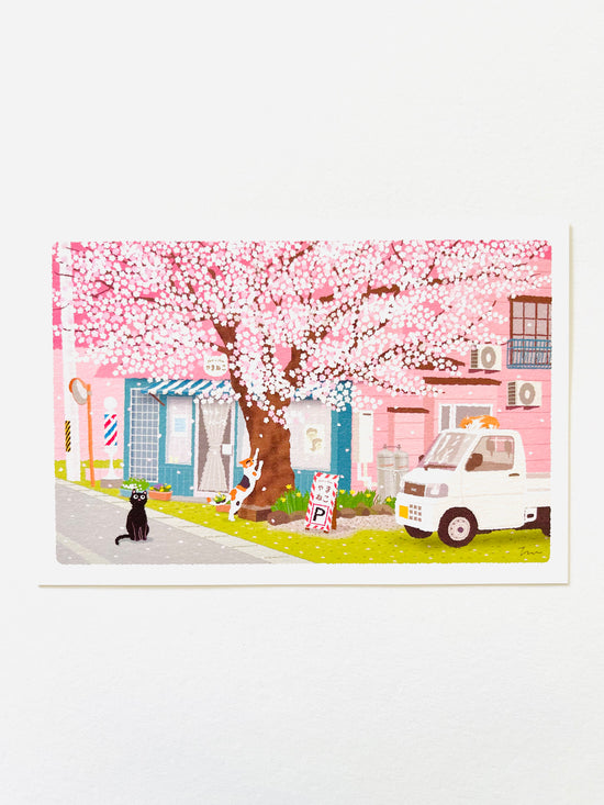[Tabineko] Barber Shop on Sakura Street (2018) postcard x Toshinori Mori