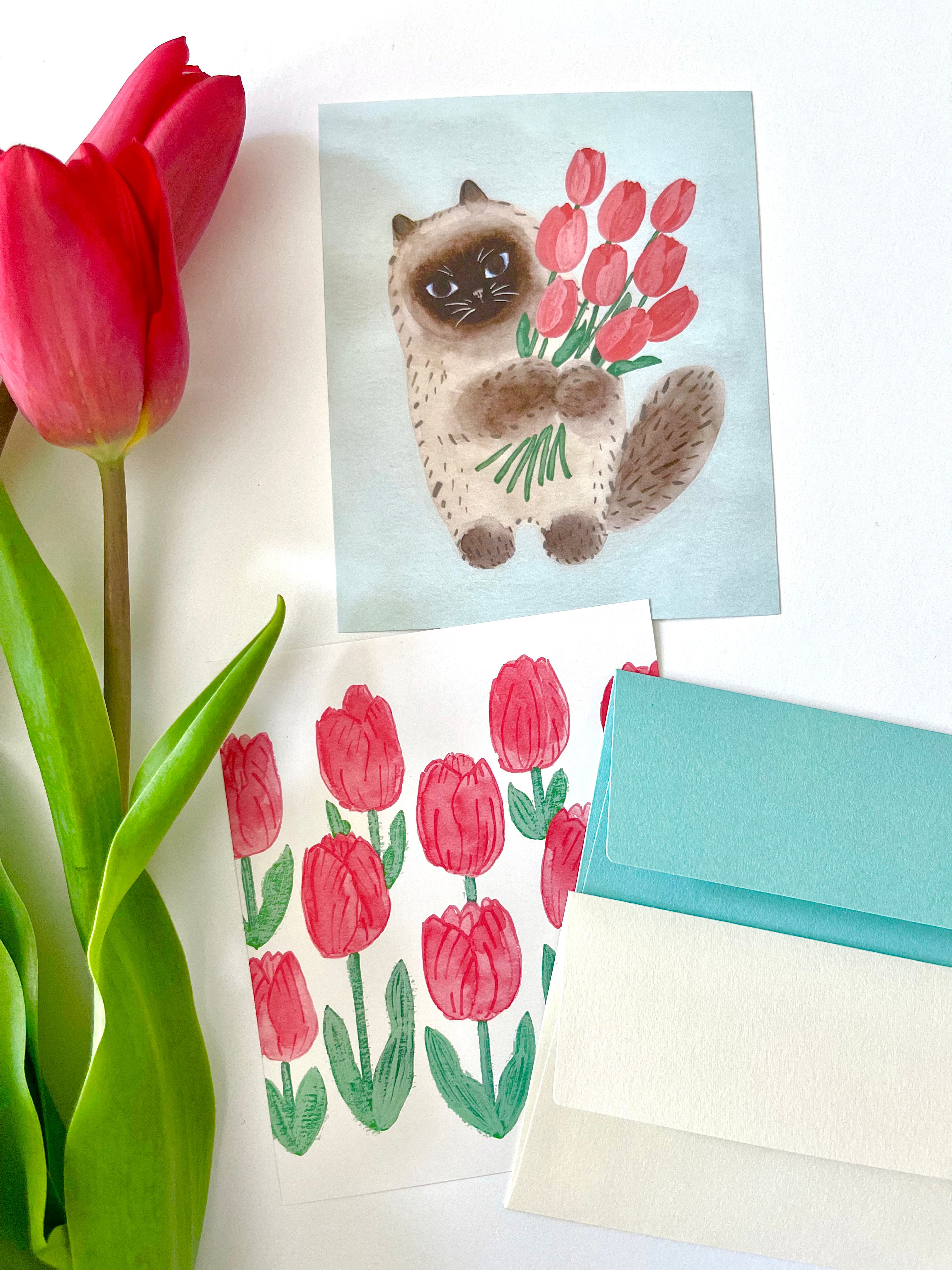 [4legs] Cat and Tulip mini letter set