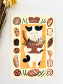 [4legs] Spotted Tabby & Bread Basket postcard
